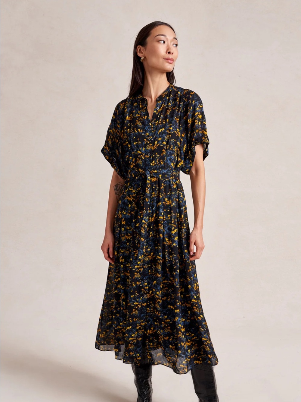 La Ligne Women's Nadege Dress (Yellow Flower Fields)